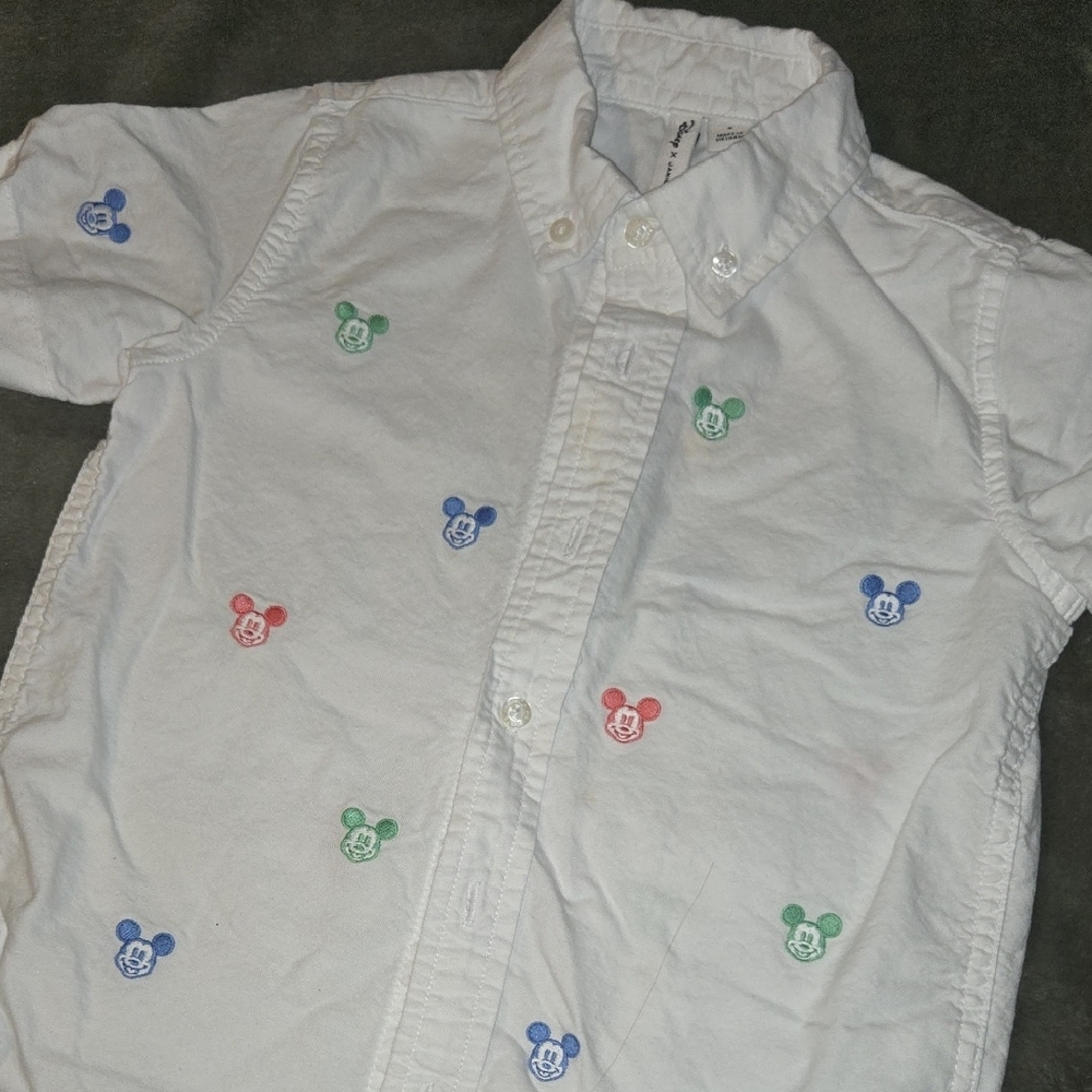 Kids White Shirt w/Mickey Mouse Embroidery